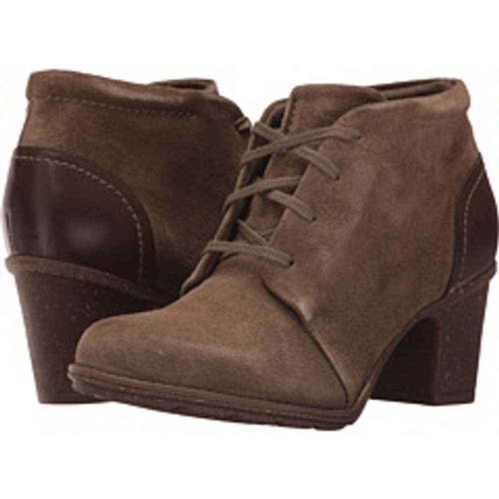 Clarks Collection Ankle Boots Womens 9 Brown Suede Leather Lace Up Block Heel